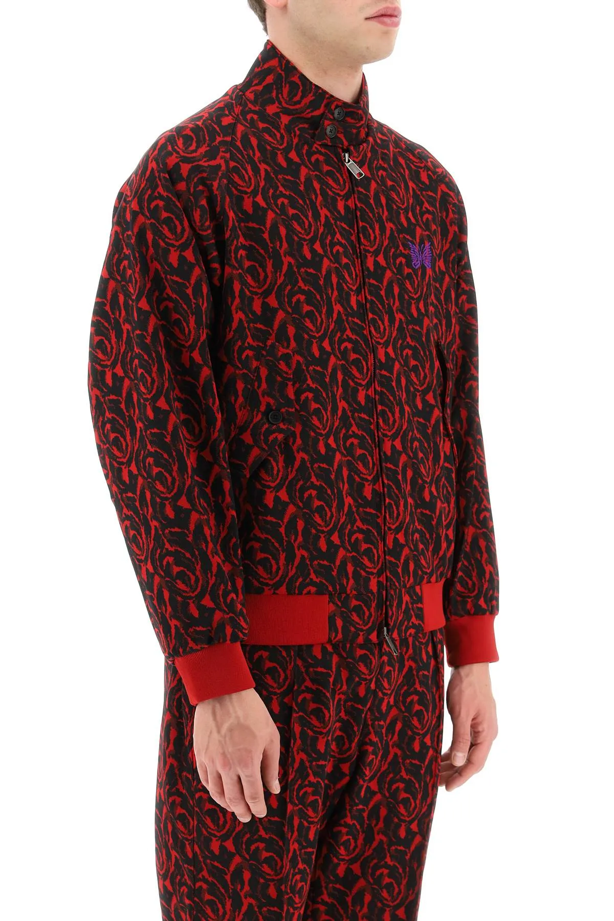 Baracuta x needles harrington track jacket in jacquard jersey