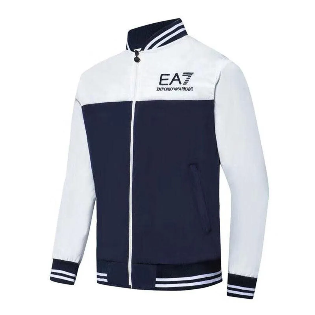 Men's Long Sleeve NavyBlue White Track Jacket