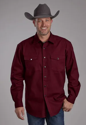 Roper Men's Wine Brushed Twill Long Sleeve Snap Western Shirt 0423-6626WN